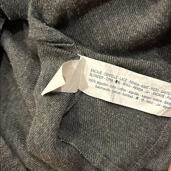 Zara Boho Charcoal Embroidered Peasant Blouse Women’s Large - Picture 4 of 5